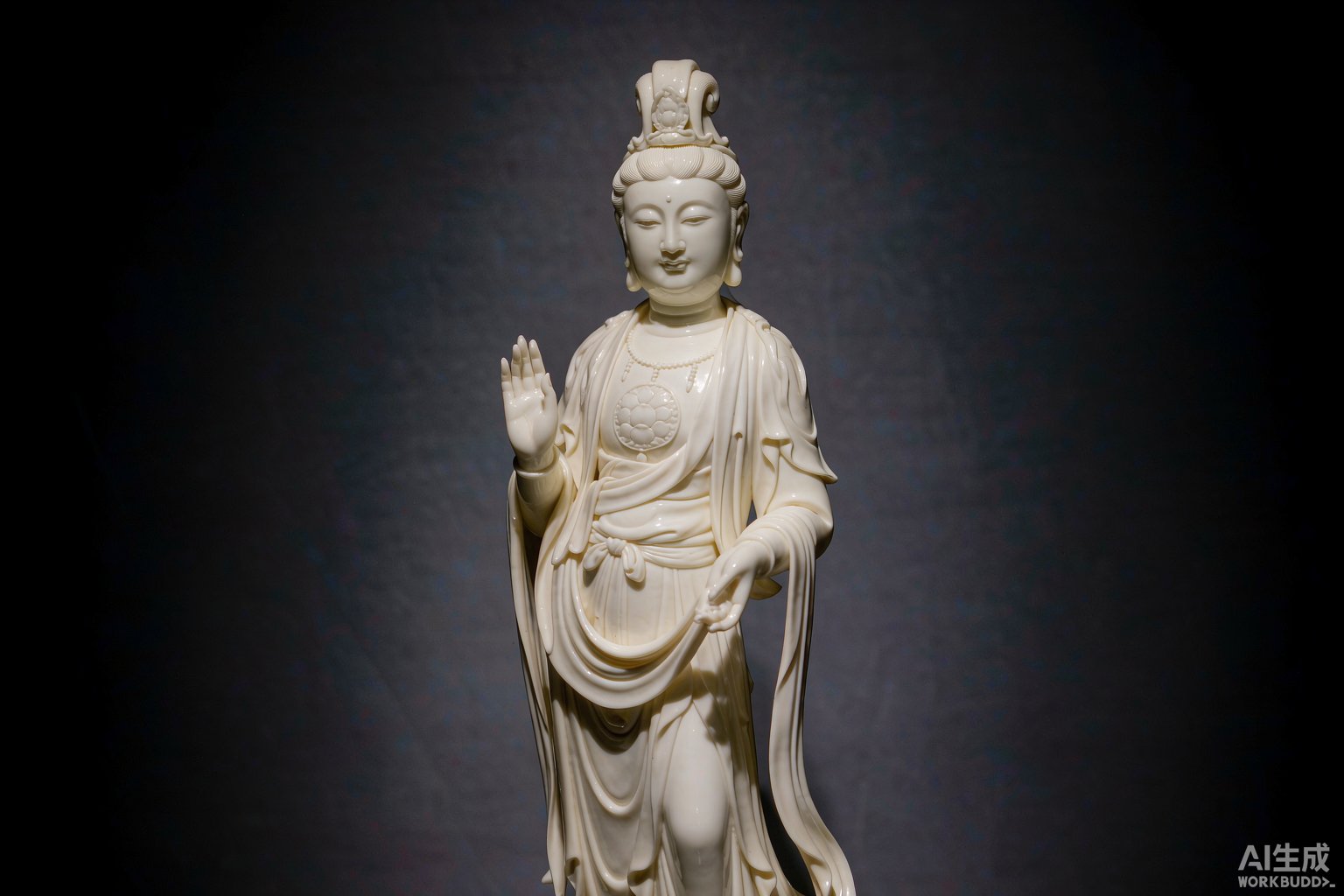 德化白瓷观音像与温润象牙白釉